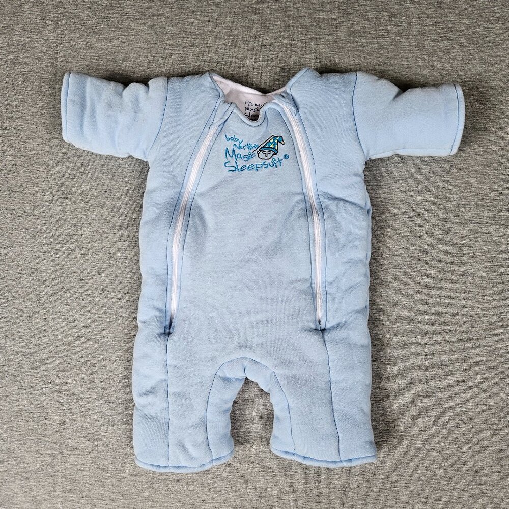 Baby Merlin's Magic Sleepsuit Blue Infant Sleeper Pajama Large 6-9 Mo 18-21 lbs